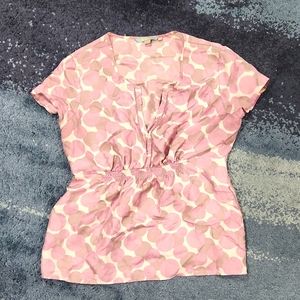 Boden purple gray polka dot silk top US 8